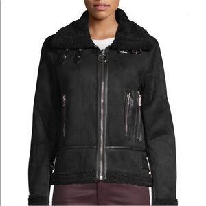Philosophy Black Shearling Moto Jacket